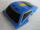 LEGO 18052pb001 Wedge 5 x 4 x 1 1/3 with 2 x 4 Base with Windows and Yellow Stripe Pattern - Main Product Image