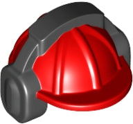 LEGO 18899pb01 Minifigure, Headgear Helmet Construction with Molded Black Ear Protectors / Headphones Pattern - Main Product Image