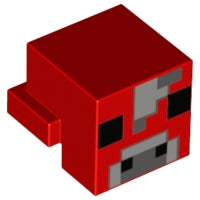 LEGO 19727pb007 Creature Head Pixelated with Black Eyes and Nostrils, Light Bluish Gray and Dark Bluish Gray Nose, and Forehead with Dark Bluish Gray Pixel Between Eyes Pattern (Minecraft Mooshroom) - Main Product Image