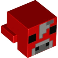 LEGO 19727pb008 Creature Head Pixelated with Black Eyes and Nostrils, Light Bluish Gray and Dark Bluish Gray Nose, and Forehead with Light Bluish Gray Pixel Between Eyes Pattern (Minecraft Mooshroom) - Main Product Image