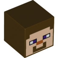 LEGO 19729pb002 Minifigure, Head, Modified Cube with Pixelated Light Nougat Face, Dark Purple Eyes, Dark Orange Nose, and Smile Pattern (Minecraft Steve) - Main Product Image