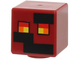 LEGO 19729pb020 Minifigure, Head, Modified Cube with Pixelated Black Rectangles and Red, Orange, and Yellow Eyes Pattern (Minecraft Magma Cube) - Main Product Image