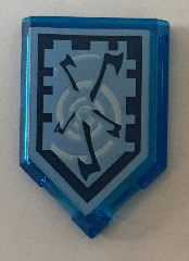 LEGO 22385pb043 Tile, Modified 2 x 3 Pentagonal with Nexo Power Shield Pattern - Whirlwind - Main Product Image