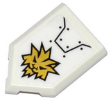 LEGO 22385pb057 Tile, Modified 2 x 3 Pentagonal with Armor Plates and Gold Lion Head Pattern (Sticker) - Set 70588 - Main Product Image