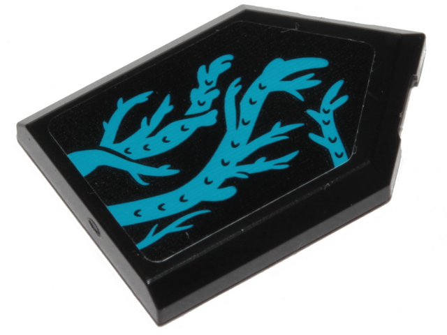 LEGO 22385pb193 Tile, Modified 2 x 3 Pentagonal with Dark Azure Seaweed Pattern (Sticker) - Set 70433 - Main Product Image