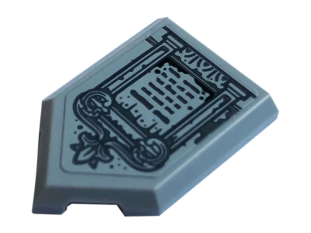 LEGO 22385pb200 Tile, Modified 2 x 3 Pentagonal with Tombstone Pattern (Sticker) - Set 70420 - Main Product Image