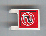LEGO 2335pb049 Flag 2 x 2 Square with Black Number 2 and  Wire Frame Basketball on Red Background Pattern (Sticker) - Sets 3432 / 3433 - Main Product Image