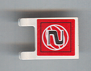 LEGO 2335pb049 Flag 2 x 2 Square with Black Number 2 and  Wire Frame Basketball on Red Background Pattern (Sticker) - Sets 3432 / 3433 - Main Product Image