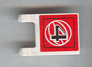 LEGO 2335pb051 Flag 2 x 2 Square with Black Number 4 and  Wire Frame Basketball on Red Background Pattern (Sticker) - Sets 3432 / 3433 - Main Product Image