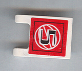 LEGO 2335pb052 Flag 2 x 2 Square with Black Number 5 and  Wire Frame Basketball on Red Background Pattern (Sticker) - Sets 3432 / 3433 - Main Product Image