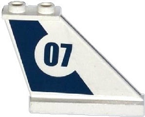 LEGO 2340pb056R Tail 4 x 1 x 3 with Dark Blue Stripe and &#39;07&#39; in  Circle Pattern on Right Side (Sticker) - Set 60069 - Main Product Image