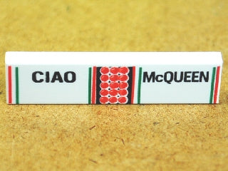 LEGO 2431pb0192 Tile 1 x 4 with 'CIAO' and 'McQUEEN' Pattern - Main Product Image