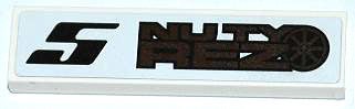 LEGO 2431pb0271R Tile 1 x 4 with Black Number '5' and 'NUTY REZ' Pattern Model Right Side (Sticker) - Set 8149 - Main Product Image