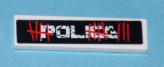 LEGO 2431pb0378 Tile 1 x 4 with  Scratched &#39;POLICE&#39; and Red Graffiti on Black Background Pattern (Sticker) - Set 5972 - Main Product Image