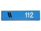 LEGO 2431pb0399L Tile 1 x 4 with Two Black Diagonal Stripes and &#39;112&#39; Pattern Model Left Side (Sticker) - Set 40192 - Main Product Image