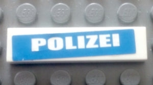 LEGO 2431pb0543 Tile 1 x 4 with  &#39;POLIZEI&#39; on Blue Background Pattern (Sticker) - Set 7245-2 - Main Product Image