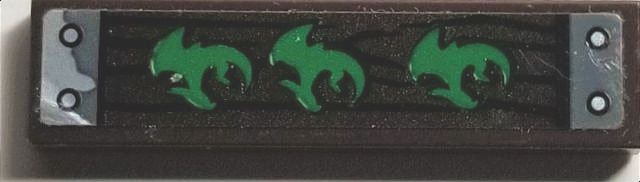 LEGO 2431pb0573 Tile 1 x 4 with Wood Grain, 4 Nails and 3 Dragon Stamps Pattern (Sticker) - Set 70593 - Main Product Image