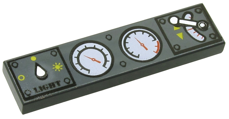 LEGO 2431px17 Tile 1 x 4 with Light Switch, 2 White Gauges and Train Throttle Pattern - Main Product Image