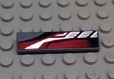 LEGO 2431px18 Tile 1 x 4 with Sleek Silver, Red and Black Pattern Model Left Side - Main Product Image