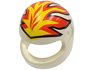 LEGO 2446px5 Minifigure, Headgear Helmet Motorcycle (Standard) with Yellow and Red Flames Pattern - Main Product Image