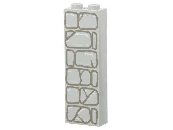 LEGO 2454pb001 Brick 1 x 2 x 5 with Dark Gray Stone Outlines Pattern - Main Product Image