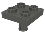 LEGO 2476 Plate, Modified 2 x 2 with Pin on Bottom in Dark Gray - Authentic LEGO Part