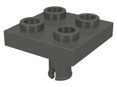 LEGO 2476 Plate, Modified 2 x 2 with Pin on Bottom in Dark Gray - Authentic LEGO Part