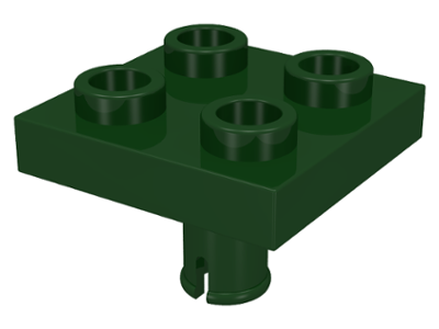 LEGO 2476 Plate, Modified 2 x 2 with Pin on Bottom in Dark Green - Authentic LEGO Part