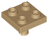 LEGO 2476 Plate, Modified 2 x 2 with Pin on Bottom in Dark Tan - Authentic LEGO Part