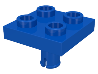 LEGO 2476 Plate, Modified 2 x 2 with Pin on Bottom in Blue - Authentic LEGO Part
