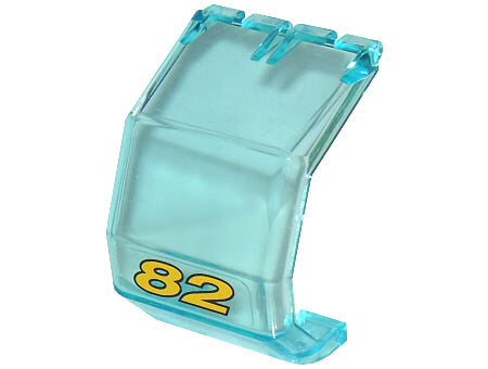 LEGO 2483pb02 Windscreen 4 x 4 x 4 1/3 Helicopter with Yellow Number 82 Pattern (Sticker) - Set 8210 - Main Product Image