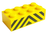 LEGO 3001pb014 Brick 2 x 4 with Black and  Danger Stripes Pattern (Sticker) - Set 7743 - Main Product Image