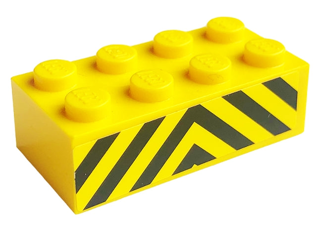 LEGO 3001pb014 Brick 2 x 4 with Black and  Danger Stripes Pattern (Sticker) - Set 7743 - Main Product Image