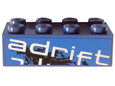 LEGO 3001pb096R Brick 2 x 4 with &#39;adrift&#39; Top Half Pattern Model Right Side (Sticker) - Set 8151 - Main Product Image