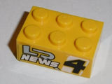 LEGO 3002pb31 Brick 2 x 3 with &#39;LR NEWS 4&#39; Pattern on Both Sides (Stickers) - Set 8152 - Main Product Image