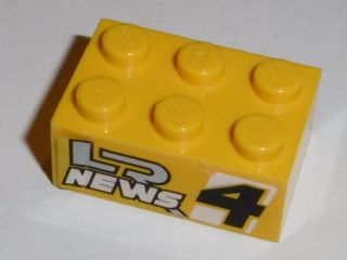 LEGO 3002pb31 Brick 2 x 3 with &#39;LR NEWS 4&#39; Pattern on Both Sides (Stickers) - Set 8152 - Main Product Image