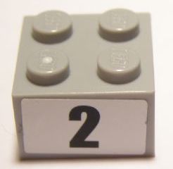 LEGO 3003pb082 Brick 2 x 2 with Black Number 2 Narrow Bold Font Pattern (Sticker) - Set 8896 - Main Product Image
