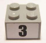 LEGO 3003pb083 Brick 2 x 2 with Black Number 3 Narrow Bold Font Pattern (Sticker) - Set 8896 - Main Product Image