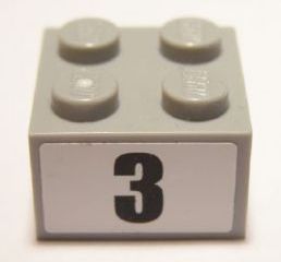 LEGO 3003pb083 Brick 2 x 2 with Black Number 3 Narrow Bold Font Pattern (Sticker) - Set 8896 - Main Product Image