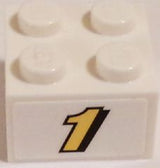 LEGO 3003pb085 Brick 2 x 2 with Yellow &#39;1&#39; with Black Outline Pattern (Sticker) - Set 60084 - Main Product Image