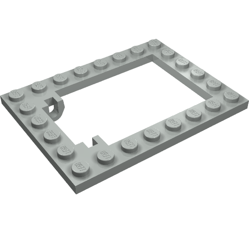 LEGO 30041 Plate, Modified 6 x 8 Trap Door Frame Horizontal in Light Gray - Authentic LEGO Part