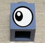 LEGO 3005px7 Brick 1 x 1 with Large White Eye with Black Pupil Pattern on Opposite Sides - Main Product Image