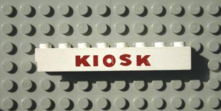 LEGO 3008pb057 Brick 1 x 8 with Red 'KIOSK' Sans-Serif Thick Pattern - Main Product Image
