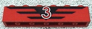 LEGO 3009pb016 Brick 1 x 6 with Number 3 and Black Stripes Pattern - Main Product Image