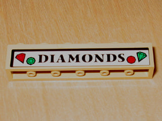 LEGO 3009pb054 Brick 1 x 6 with 'DIAMONDS' Pattern (Sticker) - Set 4853 - Main Product Image