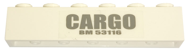 LEGO 3009pb141 Brick 1 x 6 with &#39;CARGO&#39; and &#39;BM 53116&#39; Pattern (Sticker) - Sets 4511 / 10158 - Main Product Image
