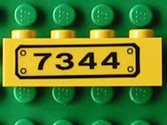 LEGO 3010pb002 Brick 1 x 4 with Black '7344' Pattern (Sticker) - Set 7344 - Main Product Image