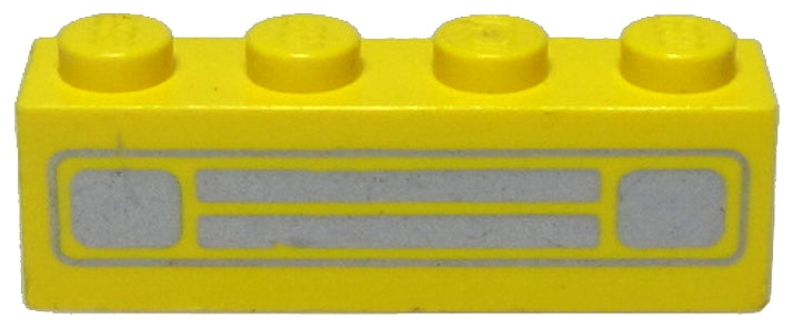 LEGO 3010pb035s Brick 1 x 4 with Car Grille Chrome Pattern (Surface Print) - Main Product Image