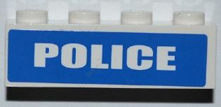 LEGO 3010pb152 Brick 1 x 4 with  'POLICE' Short Font on Blue Background Pattern (Sticker) - Sets 7285 / 7288 - Main Product Image