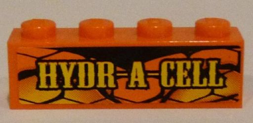 LEGO 3010pb161 Brick 1 x 4 with 'HYDR-A-CELL' on Snakeskin Background Pattern (Sticker) - Set 8158 - Main Product Image